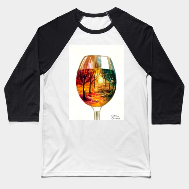 Autumn story in a glass of wine Baseball T-Shirt by CORinAZONe